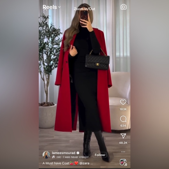 Manteco Red Long Coat - Picture 2 of 12